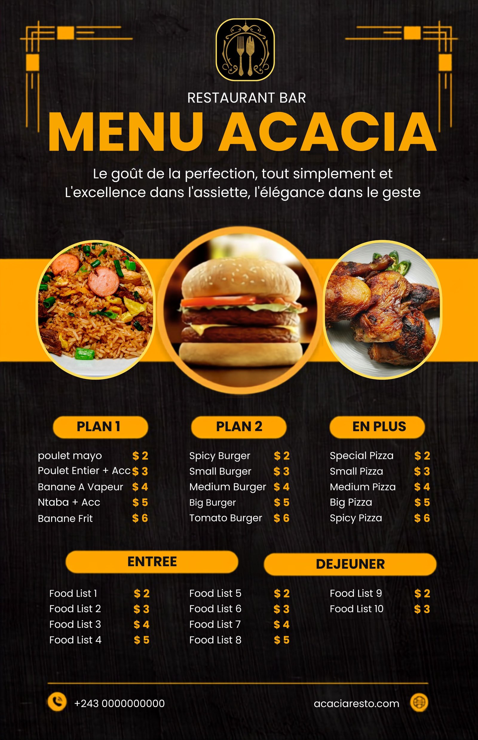 Menu du restaurant Acacia